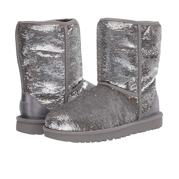 UGG Silver Gold Classic Short Flip Sequin Cosmos - Picture 9 of 15